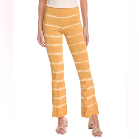 NWT Sandro Yellow Tye-Dye  Rib Pant - Picture 1 of 15